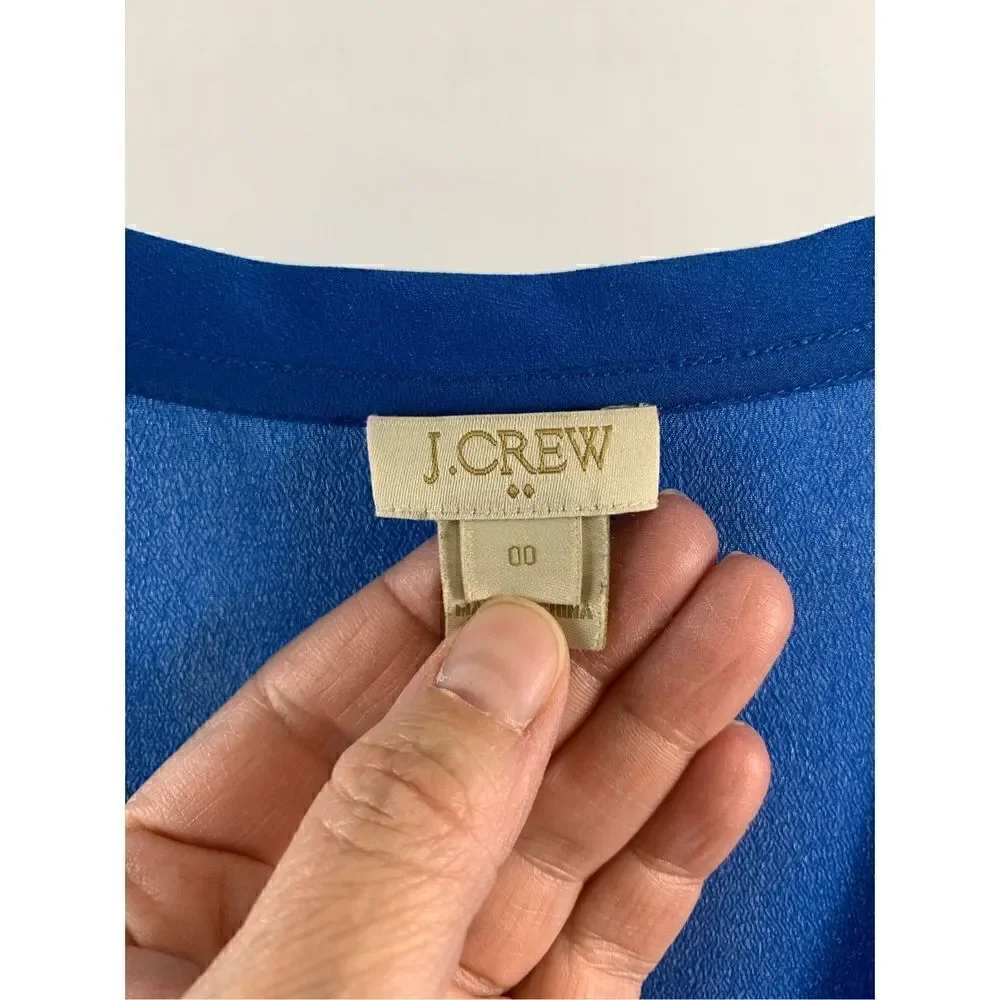 J Crew Royal Blue Chiffon Blouse Size 00